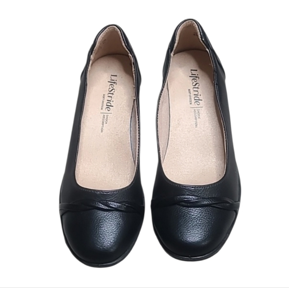 Life Stride Impact Black Wedge Slip-On Shoes